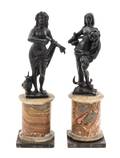 A Pair of Italian Bronze and Marble Figures