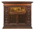 A Continental Marquetry and Painted Cupboard