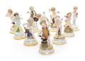 A Set of Ten Meissen Porcelain Allegorical Figures