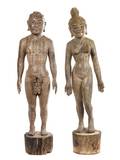 A Pair of Chinese Carved Wood Acupuncture Models