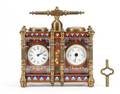 Diminutive Cloisonne Clock  Barometer 20th C