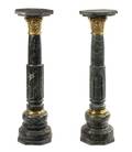 A Pair of Gilt Metal Mounted Green Marble Columns