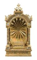 A Continental Gilt and Faux Marble Painted Wood Altarpiece
