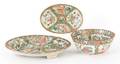 Three pieces of rose medallion porcelain 19th c