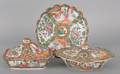 Three pieces of rose medallion porcelain 19th c