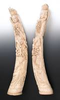 Pair of massive Chinese carved ivory figures of Quanyin early 20th c