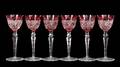 Set of 6 Cranberry to Clear Crystal Wine Hocks