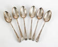 Set of six Georgian silver bright cut serving spoons 17811782