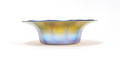 Favrille glass scalloped edge bowl with a Tiffany label and inscribed  1404 LC TiffanyFavrille