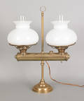 Victorian brass double arm student lamp late 19th c