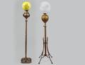 TWO SIMILAR AMERICAN BRASS PIANO FLOOR LAMPS