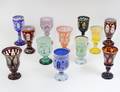 TWELVE BOHEMIAN ENAMEL DECORATED  CUT GLASS GOBLETS