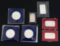 GROUP OF SILVER INGOTS AND COINS