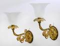 PAIR OF EMPIRE STYLE GILT BRONZE SINGLE LIGHT SCONCES