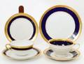 SIXTYFOUR PIECE COBALT AND GOLD ENRUSTED PART CHINA