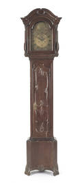 George II painted tall case clock mid 18th c