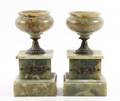 Pair of Green Oynx Tazza wMetal Mounts 20th C