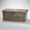 Carved and Bluepainted Pine Box