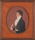 Pennsylvania oil on board profile portrait of Conrad Weiser III early 19th c