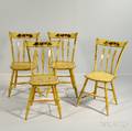 Set of Four Yellowpainted Windsor Side Chairs