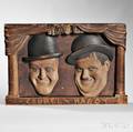 Carved and Stained Pine Laurel  Hardy Sign