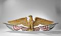 Large Gilt and Polychrome Decorated Carved Spreadwing Eagle Architectural Plaque