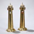 Pair of Cast Brass Lighthouseform Lamps