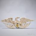 Carved Pine and White Painted Eagle Plaque