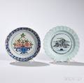 Two Polychrome Tinglazed Earthenware Plates