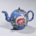 Enameled Saltglazed Stoneware Teapot and Cover
