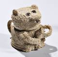 White Saltglazed Stoneware Bear Storage Pot