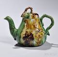 Creamcolored Earthenware Pear Teapot and Cover