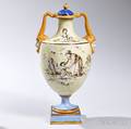 Wedgwood mile Lessore Decorated Queens Ware Vase and Cover