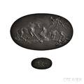 Two Modern Wedgwood Black Basalt Frightened Horses Plaques