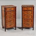 Pair of Burl Walnut FauxBamboo Tall Chests