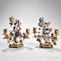 Pair of Meissenstyle Giltbronze and Porcelain Candleholders