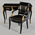 Louis XVstyle Ebonized and Ormolumounted Table  Ecrire and an Empirestyle Fauteuil