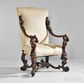 Venetian Baroquestyle Carved Walnut Armchair