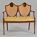 George IIIstyle Double Shieldback Painted Satinwood Settee