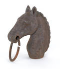 Cast iron horse head hitching post finial