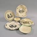 Six Pieces of Transferdecorated Creamware