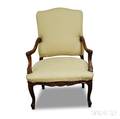 Louis XIVstyle Carved and Upholstered Walnut Fauteuil