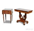 Classical Mahogany Twodrawer Worktable and a Late Classical Card Table