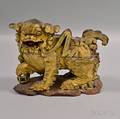 Carved Giltwood Foo Lion