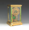 French brass and enamel crystal regulator clock retailed by Tiffany  Co