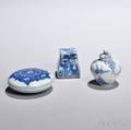 Three Small Blue and White Asian Porcelain Items