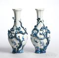 Pair of Blue and White Porcelain Vases