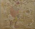 Silk Embroidery of a Peacock and Peahen