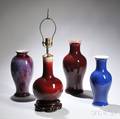 Four Glazed Porcelain Lamp Vases