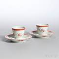 Near Pair of Famille Rose Cups and Saucers